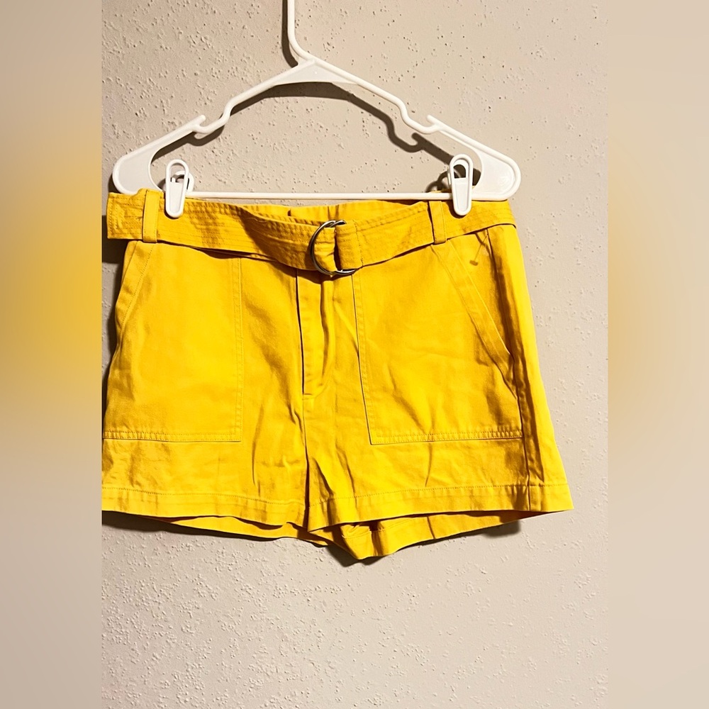 Forever 21 Yellow D-Ring Belted Utility Shorts